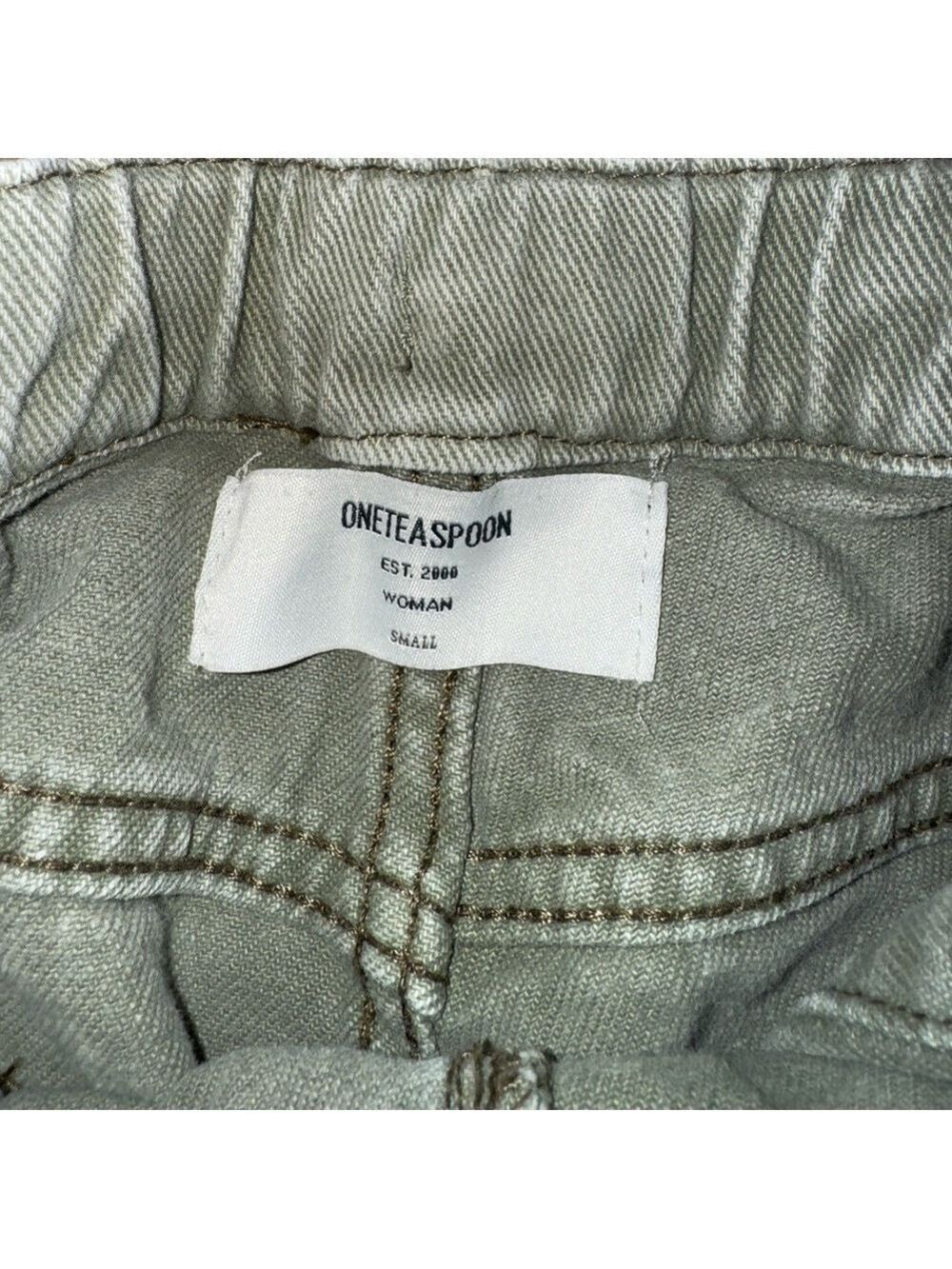 One Teaspoon Shabbies Drawstring Boyfriend Jeans Super Khaki Size Small NWT - Picture 10 of 11